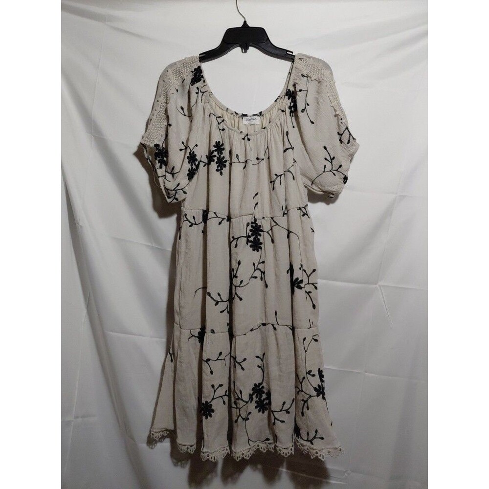 Kindred Dress Women's 3x Embroiderd Floral Tiered Off Shoulder